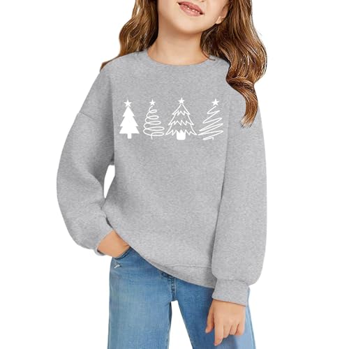 Kids Christmas Sweatshirt Crewneck Long Sleeve Pullover Xmas Tree Print Loose Fit Casual Fall Winter Tops Shirts