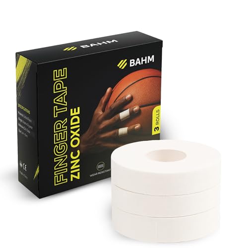 BAHM Zinc Oxide Finger Tape for Climbing BJJ Crossfit Boxing & Weightlifting Water Resistant Athletic Tape 3 Rolls Black 1 cm x 10m