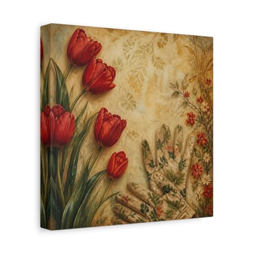 Tableau tulipes pour habiller un mur vide au-dessus de la cheminee avec elegance vintage