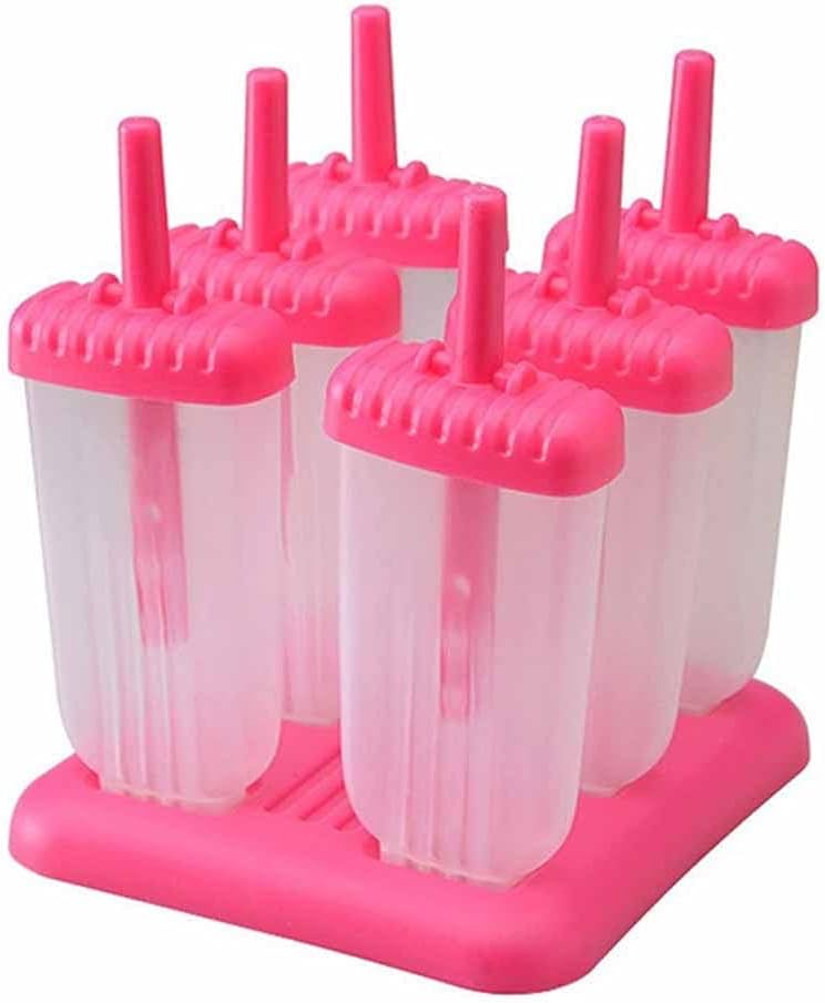 6 Cells DIY Popsicle Molds Ice Cream Makers Kitchen Tools Reusable Pop Moulds Eco-Friendly Stocked Purees Yogurt (Color : A) (B)