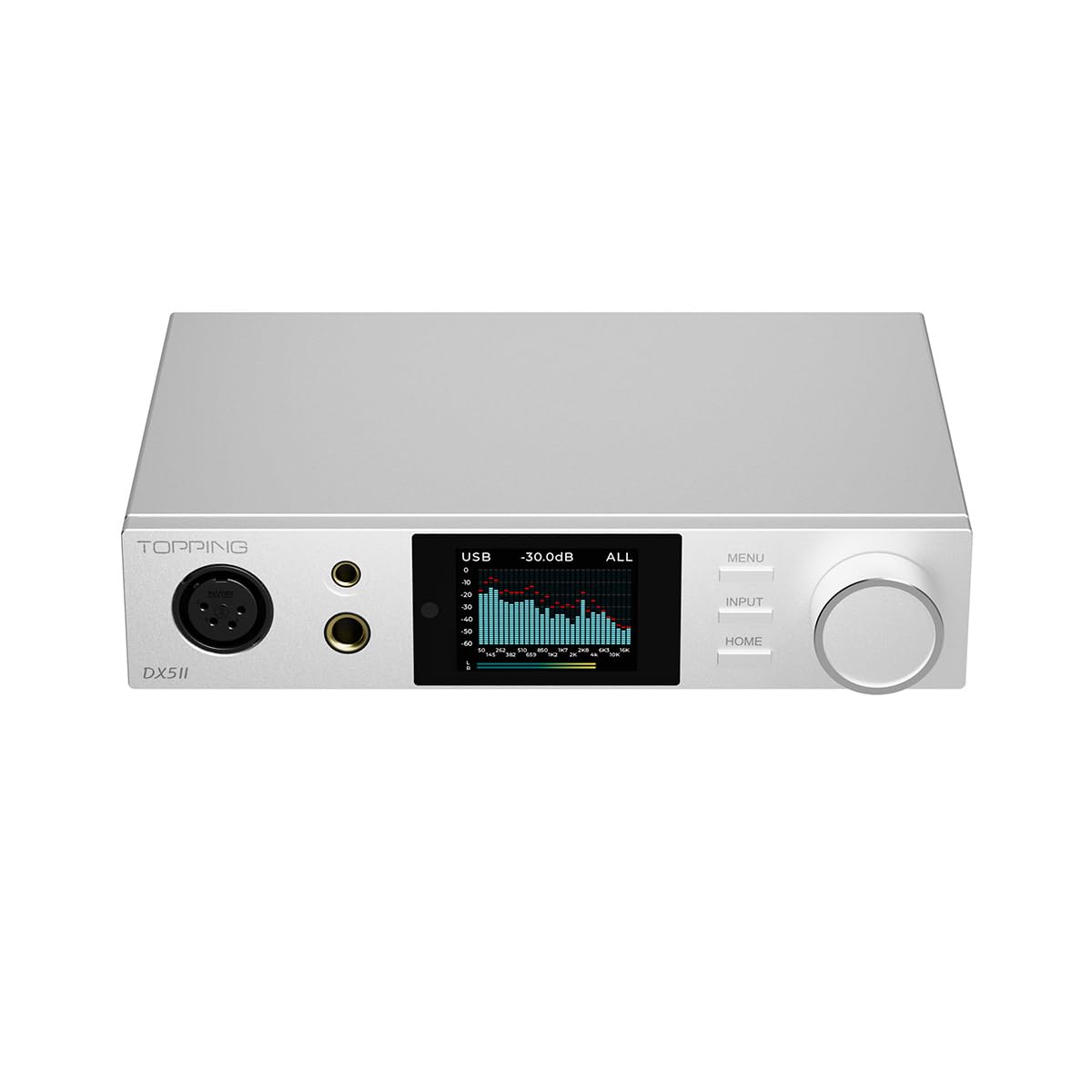 TOPPING DX5 II Vollständig balancierter DAC-Kopfhörerverstärker, 7600mW Kopfhörerverstärker, Doppel ES9039Q2M Chips DAC Verstärker Kombination, 6,35 mm/4,4 mm/4 polig XLR Ohrhörerverstärker, Silber