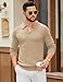 COOFANDY Mens Polo Sweater Long Sleeve Lightweight Knit Polos Casual V Neck Collared Pullover Sweaters, Light Khaki, L