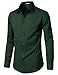 ZEROYAA Men's Wrinkle Free Long Sleeve Dress Shirt Business Casual Stretch Modern Slim Fit Button Down Shirts for Wedding and Office Dark Green Large