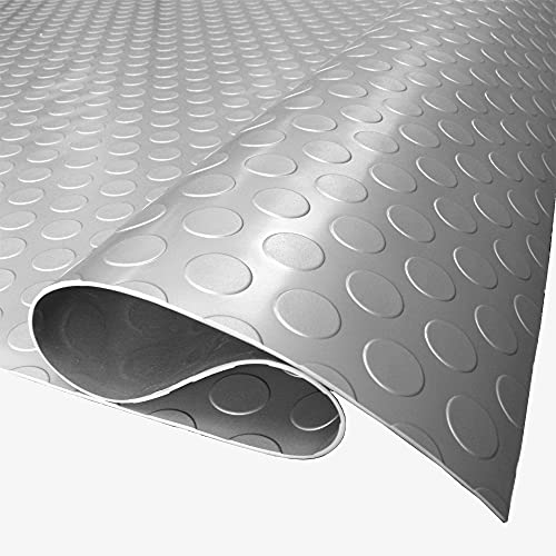 Incstores 1.6Mm Thick Standard-Grade Nitro Garage Roll, Truck & Car Floor Mat | Flexible Vinyl Automotive Floor Mats For Garage, Workshop, Car Mats Or Trailers | Coin-Top, Stainless Steel, 7.5' X 20' #TOP2