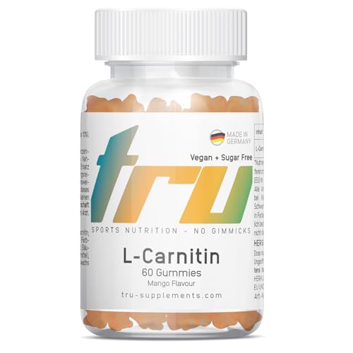 L-Carnitin Gummies - 60 Stück - Hochdosiert - 1000mg pro Tagesdosis - ideal für Sportler - TRU Sports Nutrition - 100% Vegan + Zuckerfrei | Herstellung & Laborprüfung in Deutschland