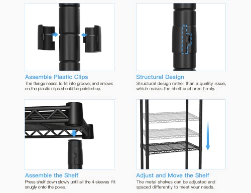 Ulif E4 Wire Garment Rack, Metal Free Standing Closet Organizer And Storage System, Heavy Duty Clothing Wardrobe With 8 Shelves And 4 Hanger Rods, Max Load 920 Lbs, 71.6”W X 14.5”D X 79.3”H, Black #TOP6