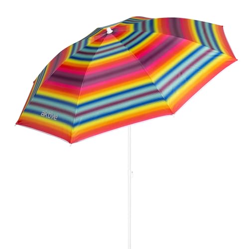 Aktive 62217 Parasol de plage, Ø180 cm, avec protection UV filtre 50, mât Ø22-25 mm, sac de transport, parasol de plage pliable, Aktive Beach,