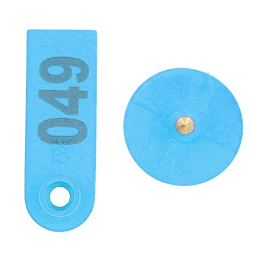 Etiqueta de orelha de ovelha, etiquetas numeradas, etiquetas para ovelhas, cabras, gado, ração (azul