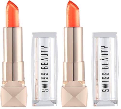 Image of Swiss Beauty Glitter Color Change Gel Lipstick | Moisturising | Glossy Finish | Gives a Natural Colour | Lightweight | Shade-03, 3.6gm (Pack of 2)