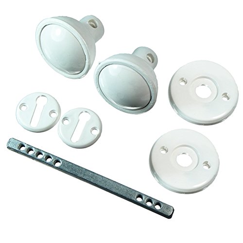 Pair of White Plastic Rim 60mm Mortice Door Knobs | Ideal for Sheds & Garages