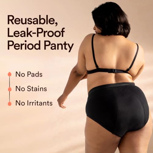 Image of Mahina Cotton Period Underwear - Black | High-Rise | Leak-Proof 12Hr | Reusable 100 Washes | No Pads Needed | Lab Tested | Women & Girls