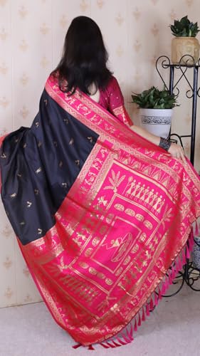 Image of SGF11 Women's Kanjivaram Pure Soft Silk Saree With Unstitched Blouse Piece
