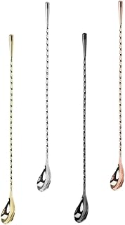 ULTECHNOVO 4 piezas Cucharas de de Inoxidable Agitadores de Bar de Plata Rosa y Negro Cucharas Multi Funcionales para Cócteles