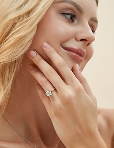 Image of EAMTI 3CT 925 Sterling Silver Engagement Rings Oval Cut Solitaire Cubic Zirconia CZ Wedding Promise Rings for Her Wedding Bands for Women Size 3-11