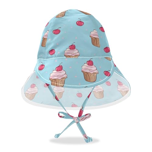 Unisex Baby Sunhat Boy Beach Unique Baby Girls' UV Protection Large Brim Traveling Camping Hat Cartoon Cupcake