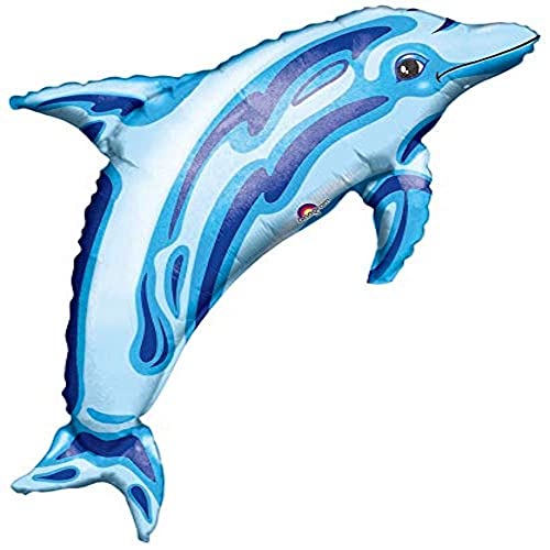 Dauphin Ocean Blue SuperShape : grand ballon en aluminium pour décoration de fête thématique