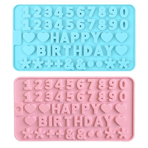Lot de 2 moules en silicone réutilisables en forme de lettres de l'alphabet - Outil de cuisson antiadhésif pour chocolat, gâteau, gelée, bonbons, savon