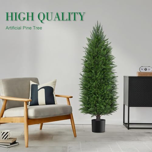 Image of AOKIIE 5FT Artificial Cedar Topiary Trees UV Protection for Outdoor 2PCS