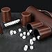 Party Games Leather Dice Cup Set, 5 Black Dices Cups + 25 Dice + Exclusive Storage and Transport Case Made of Faux