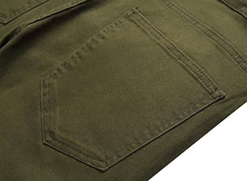 Nlsxmx Men's Slim Fit Biker Jeans, Ripped Stretch Distressed Destroyed Straight Leg Moto Denim Pants(Green,34) #TOP3