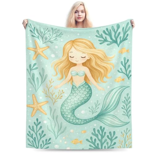 Mermaid Blanket Mermaid Gifts for Women Girls Cute Throw Blanket Soft Flannel Cozy Fleece Fuzzy Plush Warm Bedding Stuff for Kids Adults 40 x 50 Inch by Viorise - Used condition - Image 5
