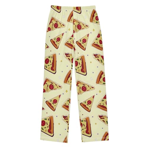 Cute Yellow Pizza Pajama Lounge Pants Elastic Waist Sleep PJ Bottoms with Pockets