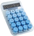 Mechanical Switch Calculator with 10 Digits Large LCD Display, Cute Basic Calculator with Big Button Anti-Slip Pad, Transparent Body, for Home Business School Office Desk - Blue