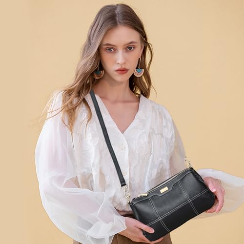 imeetu Shoulder Purse Bag with 2 Removable Straps for Women, Genuine Leather Cross Body Bag with Multi Pocket2