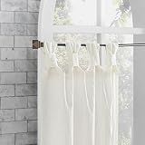 Archaeo Washed Cotton Small Window Twist Tab Cafe Curtains, 52" x 36", Ivory