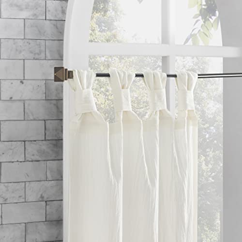 Archaeo Washed Cotton Small Window Twist Tab Cafe Curtains, 52" x 36", Ivory