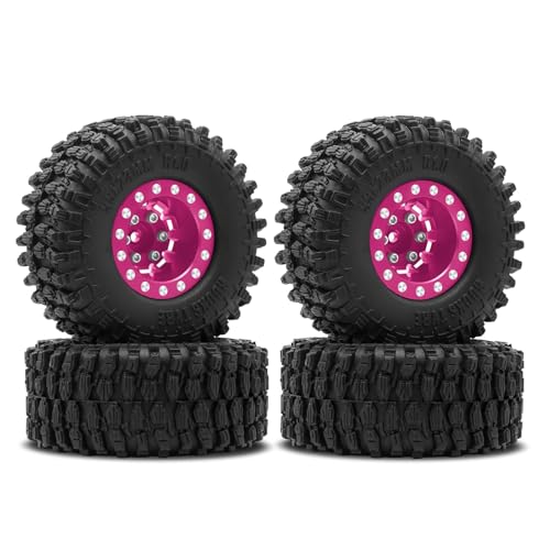 4PCS 1.0 Rubber Tires Wheel & Deep Dish Wheels for 1/18