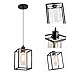 3 Pack Black Pendant Lights for Kitchen Island Industrial Lantern Pendant Light Fixtures with Clear Glass Shade, Farmhouse Adjustable Height Hanging Pendant Lighting for Dining Room