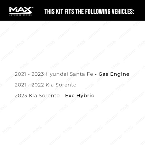 Image of MAX Advanced Brakes - Brake Kit For 2021-2023 Hyundai Santa Fe, Kia Sorento (w /Gas Engine)| Carbon Ceramic Brake and Rotor Kit Front and Rear| Daily Driving OE Replacement Brake Rotors