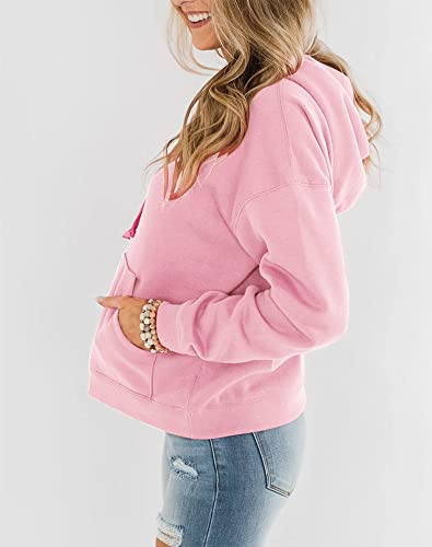 Bingerlily Women's Casual Hoodies Long Sleeve Solid Lightweight Pullover Tops Loose Sweatshirt with Pocket - Image 3