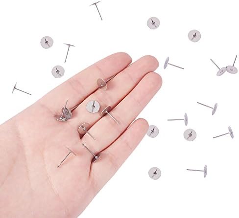 PandaHall Elite Stainless Steel Earrings Studs Components 12x8mm Lever Back Earring Findings 50pcs/bag