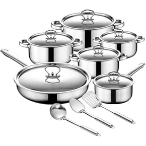 ステンレス鍋・フライパン10点セット Amazon.co.jp: 調理器具 - ステンレススチール鍋とフライパン10