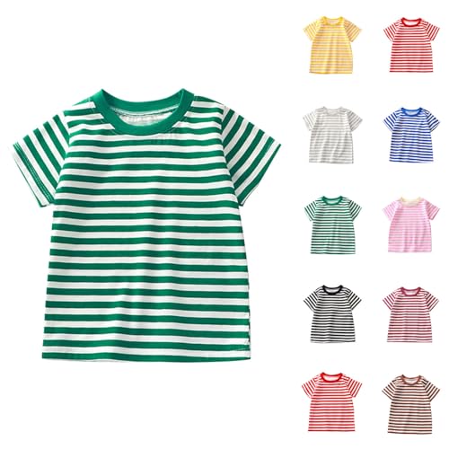 Girls Striped Comfy Cotton T-Shirts Short Sleeve Kids Summer Tops Loose Crewneck Casual Basic Tees for Boys 2-10 Years2