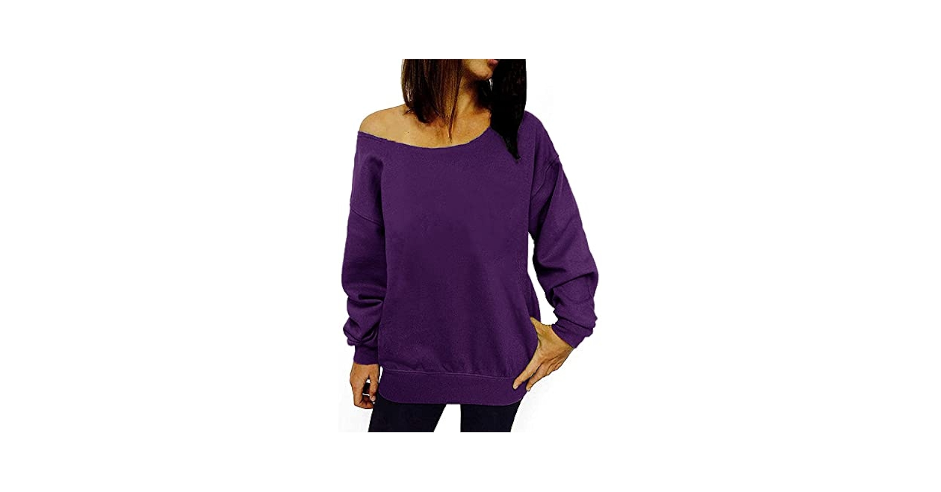 RJXDLT Women's Off Shoulder Sweatshirt Slouchy Pullover Tops