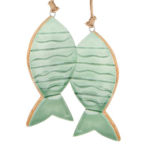 Logbuch-Verlag 2 Fische aus Holz mit Schnur zum Aufhängen 10 x 5 cm...