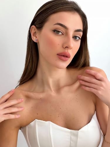 KeyStyle Birthstone Earrings for Women,Hypoallergenic Square/Round/Heart Stud Earrings with 925 Sterling Silver Posts & Push Backs,Small Dainty 5/6mm CZ Stud Earrings, Gold Silver Birthday Jewelry3