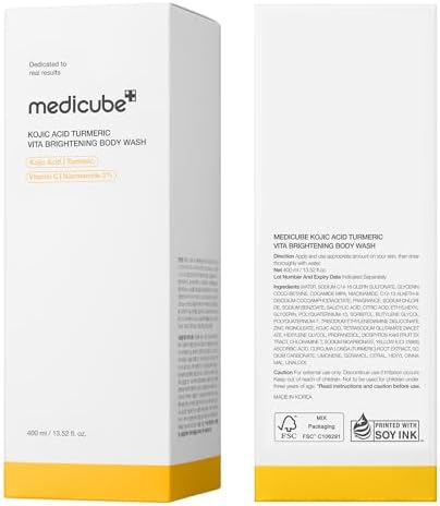 medicube Kojic Acid Turmeric Brightening Body Wash | Gentle Shower Gel for Uneven Skin | Niacinamide, Vitamin C, AHA/BHA | Deep Cleansing, Hydrating Formula | Easy and Effective, 13.52 fl.oz 400ml — view 7