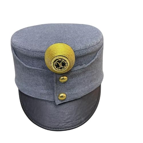 Austrian Military Style WW1 Reproduction Cap, Gray Wool, Decorative Gold Button (US, Numeric, 7 3/4, Grey)