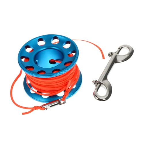 Totority 1Set Portable Diving Reel with Snap Clip Professional Scuba Spool Tool for Snorkeling and Technical Diving Activities Durable and Convenient Outdoor Diving Equipment Blue