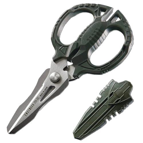 ENGINEER 6.3' Heavy Duty Multipurpose Scissors 4-in-1 Combination Blades. Made in Japan. Cuts Carpet, Leather, Copper Wire, Insulated Cable, Cords, Rope & More. PH-55