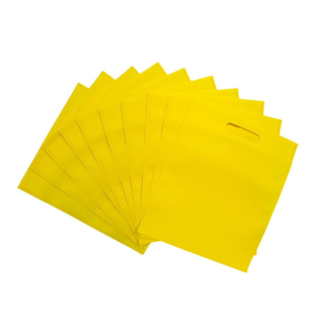 Janrax Pack of 50 Yellow Coloured 30x25cm Non Woven Bags with Carry Handles