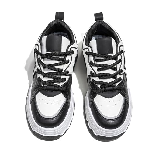 Exusiai Men Chunky Sneakers Fashion Star Y2K Shoes Platform Dad Shoes Comfortable White&Black Loafers2