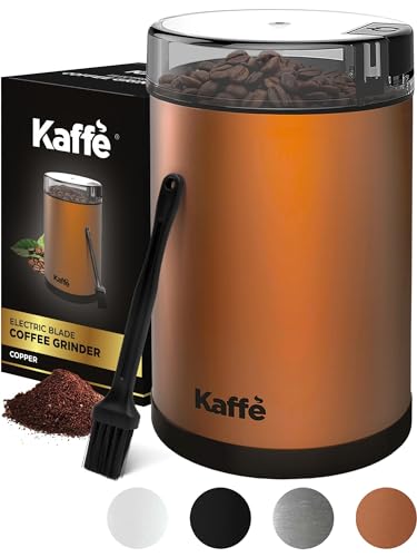 Kaffe Coffee Grinder Electric. Best Coffee Grinders for Home Use. (14 Cup) Easy On/Off w/Cleaning Brush Included. Copper Kaffe Coffee Grinder Electric. Best Coffee Grinders for Home Use. (14 Cup) Easy On/Off w/Cleaning Brush Included. Copper