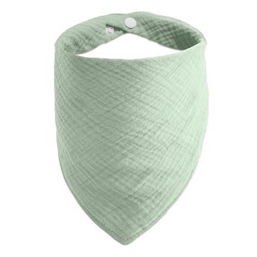 ICEMOOD Haustier-Baumwoll-Bandanas mit verstellbarem Druckknopf für kleine Welpen – Einfarbiges Hundehalstuch,Erbsengrün,M