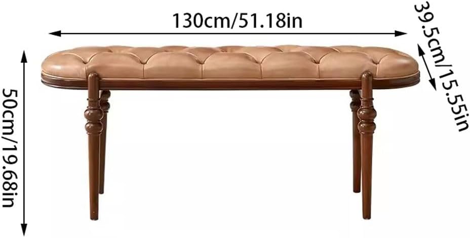 SOPAMI Ottoman Solid Wood Bar Stool Light Luxury Modern Home Dressing Stool Bedroom Bed End Stool and Bed Step Bedroom Bedside Stool, 130X39.5X50cm