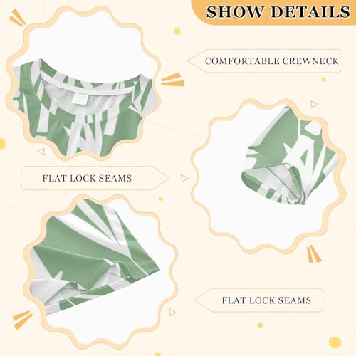 White Stalk Green Boy's Rash Guard Swim Shirt Long Sleeve Sun Shirt for Toddler Kid UPF50+3